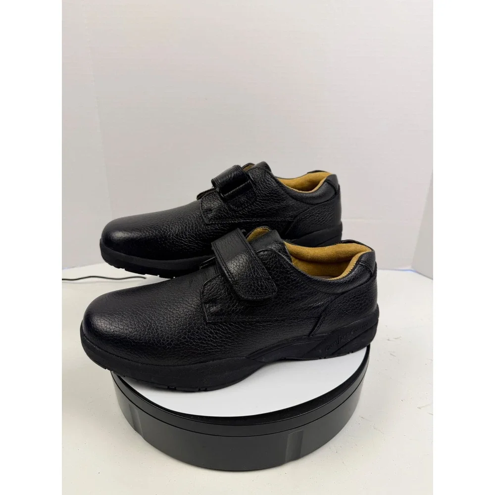 Men's Black Leather Slip-On Comfort Loafers